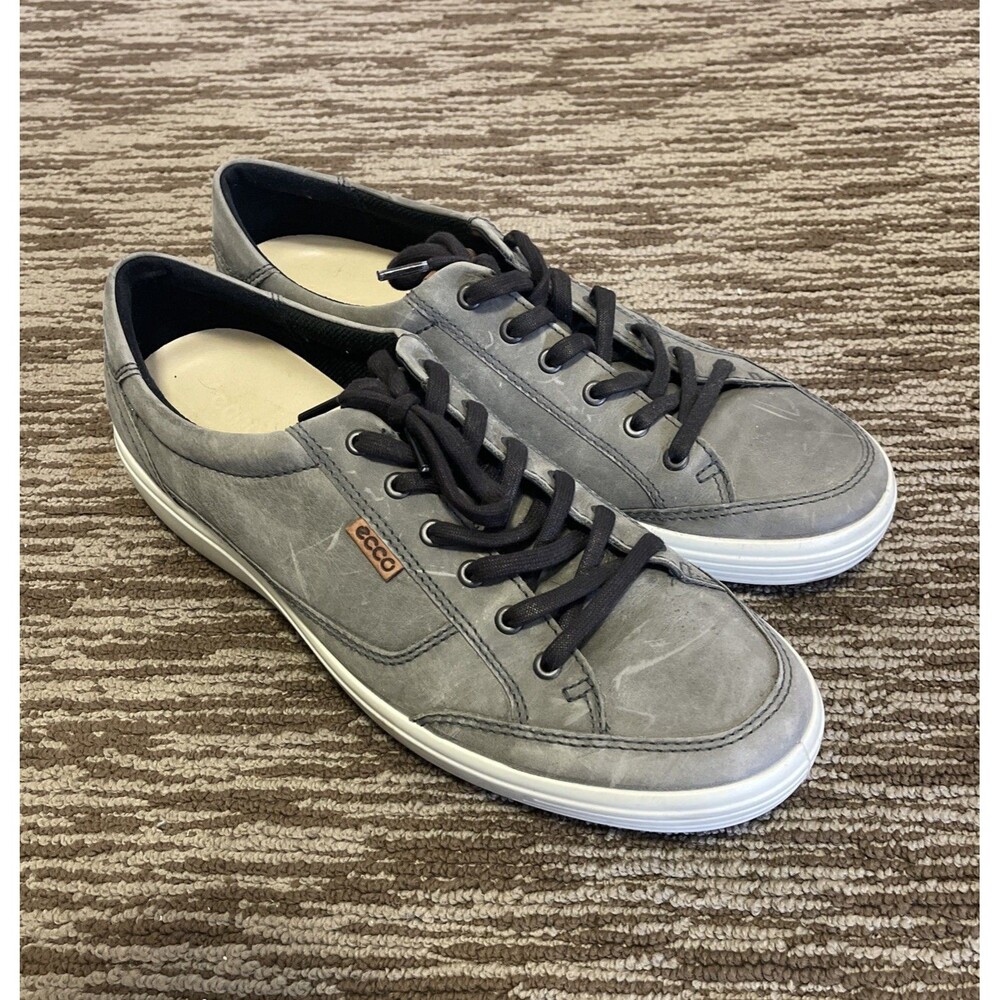 Ecco Soft 7 Mens Size EU 46 US 12 Shoes Casual Low Top Suede Green Gray Lace Up